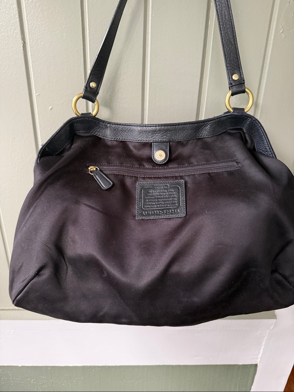 COACH Campbell Metallic Belle Carryall F26246 Navy Blue Black Monogram Tote Bag - Picture 9 of 11